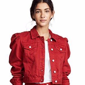 Blank Denim Red Shrunken Denim Jacket